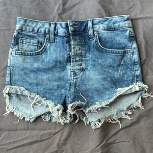 Forever 21 Blue Frayed Jean Shorts